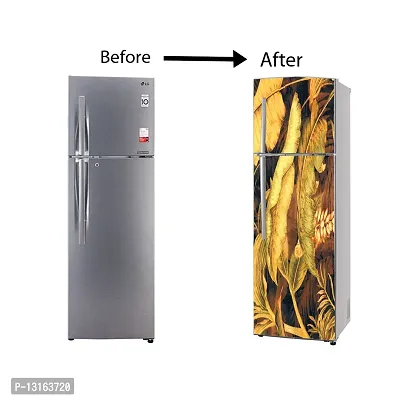 Self Adhesive Fridge Sticker Single/Double Door Full Size (160x60) Cm Fridge Stickers | Refrigerator Wall Stickers for Kitchen Decoration | Sticker for Fridge Door (ShadyLeaf)-thumb5