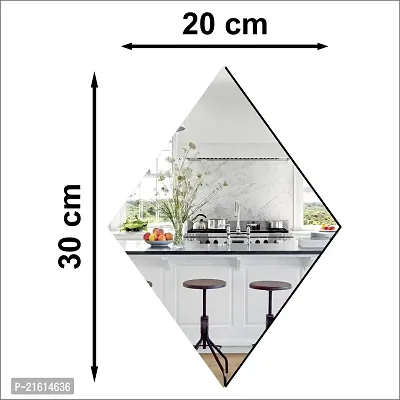 DeCorner -Self Adhesive Plastic Basin Mirror for Wall Stickers (30x20) cm Frameless Flexible Mirror for Bathroom | Bedroom | Living Room ( WS | DiamondMirror) Mirror Wall Decor-thumb2