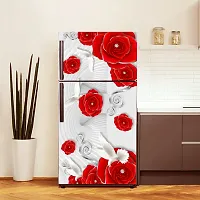 Self Adhesive Fridge Sticker Single/Double Door Full Size (160x60) Cm Fridge Stickers | Refrigerator Wall Stickers for Kitchen Decoration | Sticker for Fridge Door (DiamondRedRose)-thumb2