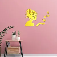 DeCorner - Angel Fairy with Butterfly Gold | 3D Mirror Decorative Acrylic Wall Sticker Size- (45x34) Cm - Mirror Stickers for Wall | Acrylic Stickers | Wall Mirror Sticker | Wall Stickers for Home-thumb2