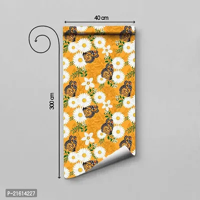 DeCorner - Self Adhesive Wallpaper for Walls (ButterflyWithSunflower) Extra Large Size (300x40) Cm Wall Stickers for Bedroom | Wall Stickers for Living Room | Wall Stickers for Kitchen | Pack of-1-thumb2