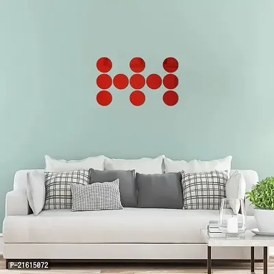 DeCorner Mirror Stickers for Wall | Pack of (11 Circle Red) Size-15cm - 3D Acrylic Decorative Mirror Wall Stickers, Mirror for Wall | Home | Almira | Bedroom | Livingroom | Kitchen | KidsRoom Etc.