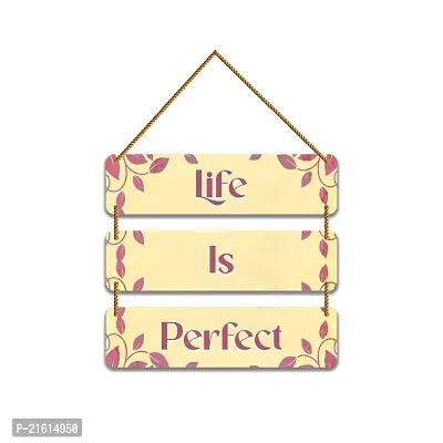 DeCorner Decorative Wooden Printed all Hanger | Wall Decor for Living Room | Wall Hangings for Home Decoration | Bedroom Wall Decor | Wooden Wall Hangings Home.(Life is Perfect)-thumb0