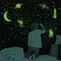 DeCorner Glow in The Dark Vinyl Fluorescent Night Glow Stickers in The Dark Star Space Wall Stickers | Radium Stickers for Bedroom E- Night Glow Radium Sheet (Pack of 134 Stars Big and Small, Green)-thumb2