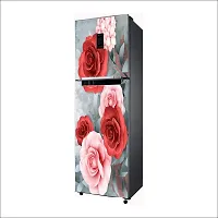 Self Adhesive Fridge Sticker Single/Double Door Full Size (160x60) Cm Fridge Stickers | Refrigerator Wall Stickers for Kitchen Decoration | Sticker for Fridge Door (RedAnd PinkFlower)-thumb3