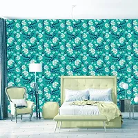 DeCorner - Self Adhesive Wallpaper for Walls (AquaGreenFlower) Extra Large Size (300x40) Cm Wall Stickers for Bedroom | Wall Stickers for Living Room | Wall Stickers for Kitchen | Pack of-1-thumb1