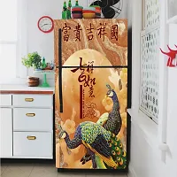 Self Adhesive Fridge Sticker Single/Double Door Full Size (160x60) Cm Fridge Stickers | Refrigerator Wall Stickers for Kitchen Decoration | Sticker for Fridge Door (ChinesePeacock)-thumb2