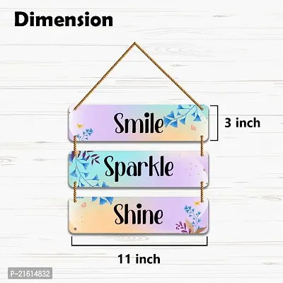 DeCorner Decorative Wooden Printed all Hanger | Wall Decor for Living Room | Wall Hangings for Home Decoration | Bedroom Wall Decor | Wooden Wall Hangings Home.(Smile Sparkle Shine)-thumb5