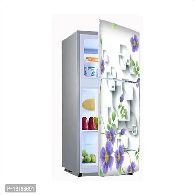 Self Adhesive Fridge Sticker Single/Double Door Full Size (160x60) Cm Fridge Stickers | Refrigerator Wall Stickers for Kitchen Decoration | Sticker for Fridge Door (LeafShapeFlower)-thumb5