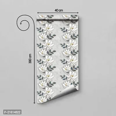 DeCorner - Self Adhesive Wallpaper for Walls (SilverLotusFlower) Extra Large Size (300x40) Cm Wall Stickers for Bedroom | Wall Stickers for Living Room | Wall Stickers for Kitchen | Pack of-1-thumb2