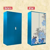 Self Adhesive Almirah Stickers, Wall Stickers, Decorative Sticker Wallpaper for Home Wardrobe Doors (OldAgeFlowerAlmira) PVC Vinyl Size Large (39 x 84 Inch)-thumb3