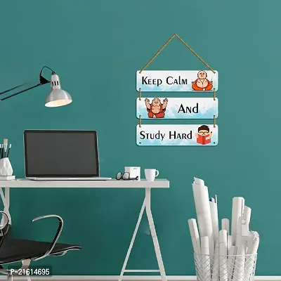 DeCorner Decorative Wooden Printed all Hanger | Wall Hanging Decor | Wall Decor | Wall Decorative Showpiece (30x30) Cm Wall Decor Hanging| Funky Slogan (Keep Calm And Study Study Hard).-thumb4