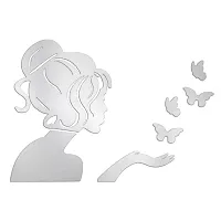 DeCorner - Angel Fairy with Butterfly Silver | 3D Mirror Decorative Acrylic Wall Sticker Size- (45x34) Cm - Wall Mirror Sticker | Mirror Stickers for Wall | Acrylic Stickers | Wall Stickers for Home |-thumb2