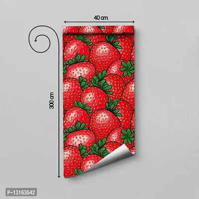 Self Adhesive Wallpapers (Strawberry) Wall Stickers Extra Large (300x40cm) for Bedroom | Livingroom | Kitchen | Hall Etc-thumb2