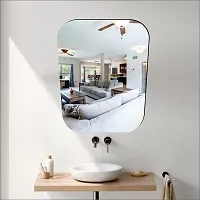 DeCorner -Self Adhesive Plastic Basin Mirror for Wall Stickers (30x20) cm Frameless Flexible Mirror for Bathroom | Bedroom | Living Room (A-GlassMirror) Mirror Wall Decor-thumb1