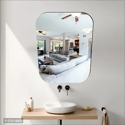 DeCorner -Self Adhesive Plastic Basin Mirror for Wall Stickers (30x20) cm Frameless Flexible Mirror for Bathroom | Bedroom | Living Room (A-GlassMirror) Mirror Wall Decor-thumb2