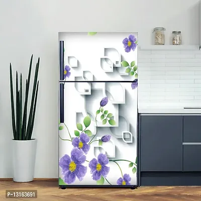 Self Adhesive Fridge Sticker Single/Double Door Full Size (160x60) Cm Fridge Stickers | Refrigerator Wall Stickers for Kitchen Decoration | Sticker for Fridge Door (LeafShapeFlower)