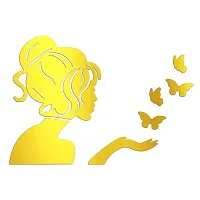 DeCorner - Angel Fairy with Butterfly Gold | 3D Mirror Decorative Acrylic Wall Sticker Size- (45x34) Cm - Mirror Stickers for Wall | Wall Stickers for Home | Acrylic Stickers | Wall Mirror Sticker-thumb2