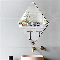 DeCorner -Self Adhesive Plastic Basin Mirror for Wall Stickers (30x20) cm Frameless Flexible Mirror for Bathroom | Bedroom | Living Room ( A-DiamondMirror) Mirror Wall Decor-thumb4