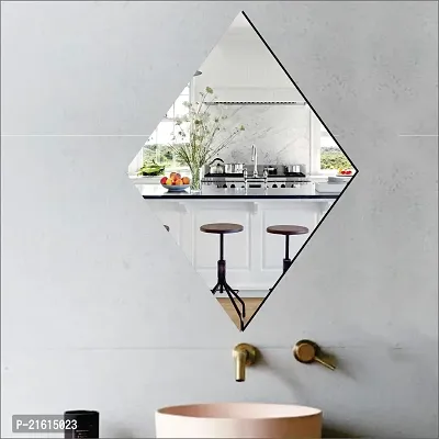 DeCorner -Self Adhesive Plastic Basin Mirror for Wall Stickers (30x20) cm Frameless Flexible Mirror for Bathroom | Bedroom | Living Room ( A-DiamondMirror) Mirror Wall Decor-thumb5