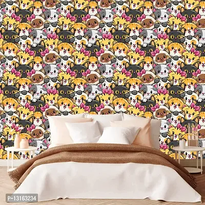 Self Adhesive Wallpapers (CatFaces) Wall Stickers Extra Large (300x40cm) for Bedroom | Livingroom | Kitchen | Hall Etc-thumb4