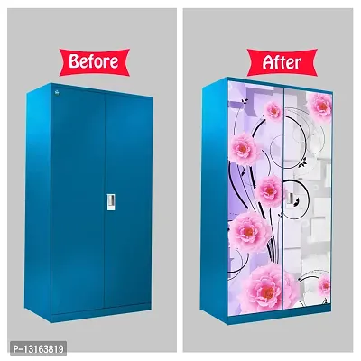 Self Adhesive Almirah Stickers, Wall Stickers, Decorative Sticker Wallpaper for Home Wardrobe Doors (GulabiFoolBoxAlmira) PVC Vinyl Size Large (39 x 84 Inch)-thumb5