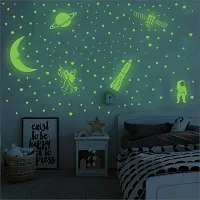 DeCorner Glow in The Dark Vinyl Fluorescent Night Glow Stickers in The Dark Star Space Wall Stickers | Radium Stickers for Bedroom F- Night Glow Radium Sheet (Pack of 134 Stars Big and Small, Green)-thumb2