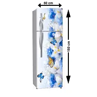 Self Adhesive Fridge Sticker Single/Double Door Full Size (160x60) Cm Fridge Stickers | Refrigerator Wall Stickers for Kitchen Decoration | Sticker for Fridge Door (WhitefoolButterfly)-thumb1