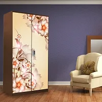 Self Adhesive Almirah Stickers, Wall Stickers, Decorative Sticker Wallpaper for Home Wardrobe Doors (FloralCornerAlmira) PVC Vinyl Size Large (39 x 84 Inch)-thumb2