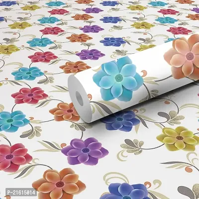 DeCorner - Self Adhesive Wallpaper for Walls (PachrangaFlower) Extra Large Size (300x40) Cm Wall Stickers for Bedroom | Wall Stickers for Living Room | Wall Stickers for Kitchen | Pack of-1