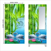 Self Adhesive Almirah Stickers, Wall Stickers, Decorative Sticker Wallpaper for Home Wardrobe Doors (SwanWaterLoveAlmira) PVC Vinyl Size Large (39 x 84 Inch)-thumb1