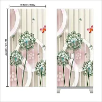 Self Adhesive Almirah Stickers, Wall Stickers, Decorative Sticker Wallpaper for Home Wardrobe Doors (VeganFlowerAlmira) PVC Vinyl Size Large (39 x 84 Inch)-thumb1