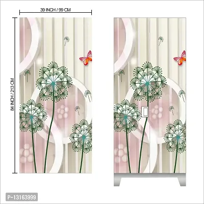 Self Adhesive Almirah Stickers, Wall Stickers, Decorative Sticker Wallpaper for Home Wardrobe Doors (VeganFlowerAlmira) PVC Vinyl Size Large (39 x 84 Inch)-thumb2