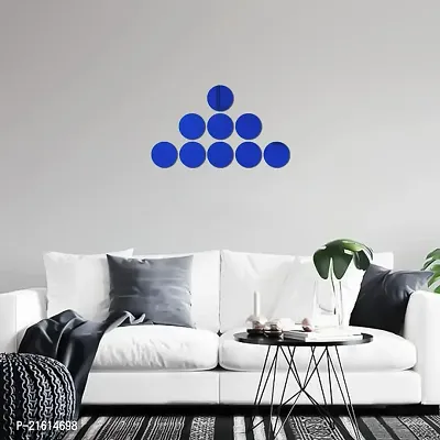 DeCorner Mirror Stickers for Wall | Pack of (9 Circle Blue) Size-15cm - 3D Acrylic Decorative Mirror Wall Stickers, Mirror for Wall | Home | Almira | Bedroom | Livingroom | Kitchen | KidsRoom Etc.