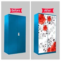Self Adhesive Almirah Stickers, Wall Stickers, Decorative Sticker Wallpaper for Home Wardrobe Doors (RedRoseAlmira) PVC Vinyl Size Large (39 x 84 Inch)-thumb4