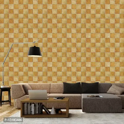 WALLWEAR - Self Adhesive Wallpaper For Walls And Wall Sticker For Home D&eacute;cor (YellowGoldSqaure) Extra Large Size (300x40cm) 3D Wall Papers For Bedroom, Livingroom, Kitchen, Hall, Office Etc Decorations-thumb4