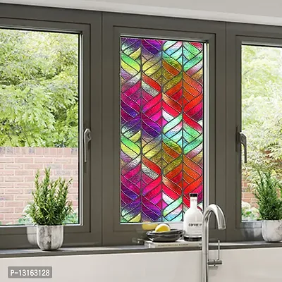 Designer Self Adhesive Vinyl Window Privacy Film Decorative Stickers Large Size (60x200Cm) Glass Film Window Stickers for Home Glass Bathroom Colourful Window Sticker for Glass-thumb0