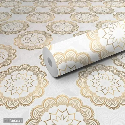 WALLWEAR - Self Adhesive Wallpaper For Walls And Wall Sticker For Home D&eacute;cor (GoldenRangoli) Extra Large Size (300x40cm) 3D Wall Papers For Bedroom, Livingroom, Kitchen, Hall, Office Etc Decorations