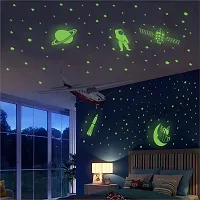 DeCorner Glow in The Dark Vinyl Fluorescent Night Glow Stickers in The Dark Star Space Wall Stickers | Radium Stickers for Bedroom R- Night Glow Radium Sheet (Pack of 134 Stars Big and Small, Green)-thumb2