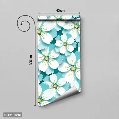 Self Adhesive Wallpapers (BlueFlower) Wall Stickers Extra Large (300x40cm) for Bedroom | Livingroom | Kitchen | Hall Etc-thumb2