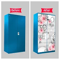 Self Adhesive Almirah Stickers, Wall Stickers, Decorative Sticker Wallpaper for Home Wardrobe Doors (GulabetiAlmira) PVC Vinyl Size Large (39 x 84 Inch)-thumb4