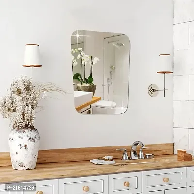 DeCorner -Self Adhesive Plastic Basin Mirror for Wall Stickers (30x20) cm Frameless Flexible Mirror for Bathroom | Bedroom | Living Room ( WO | GlassMirror) Mirror Wall Decor