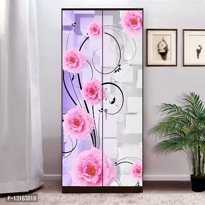 Self Adhesive Almirah Stickers, Wall Stickers, Decorative Sticker Wallpaper for Home Wardrobe Doors (GulabiFoolBoxAlmira) PVC Vinyl Size Large (39 x 84 Inch)