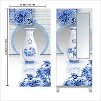 Self Adhesive Almirah Stickers, Wall Stickers, Decorative Sticker Wallpaper for Home Wardrobe Doors (ChinaBlueFlowerpotAlmira) PVC Vinyl Size Large (39 x 84 Inch)-thumb1