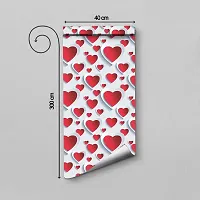 WALLWEAR - Self Adhesive Wallpaper For Walls And Wall Sticker For Home D&eacute;cor (RedAndWhiteHeart) Extra Large Size (300x40cm) 3D Wall Papers For Bedroom, Livingroom, Kitchen, Hall, Office Etc Decorations-thumb1