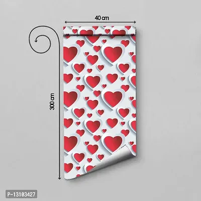 WALLWEAR - Self Adhesive Wallpaper For Walls And Wall Sticker For Home D&eacute;cor (RedAndWhiteHeart) Extra Large Size (300x40cm) 3D Wall Papers For Bedroom, Livingroom, Kitchen, Hall, Office Etc Decorations-thumb2