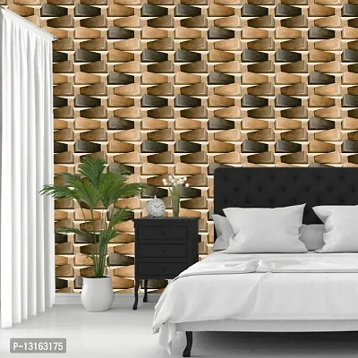 Self Adhesive Wallpapers (3DWoodBlock) Wall Stickers Extra Large (300x40cm) for Bedroom | Livingroom | Kitchen | Hall Etc-thumb3