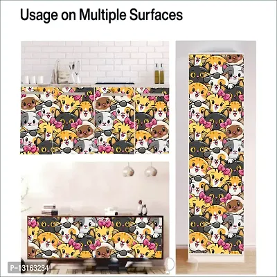 Self Adhesive Wallpapers (CatFaces) Wall Stickers Extra Large (300x40cm) for Bedroom | Livingroom | Kitchen | Hall Etc-thumb5