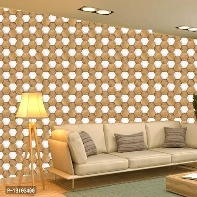 WALLWEAR - Self Adhesive Wallpaper For Walls And Wall Sticker For Home D&eacute;cor (WoodenHexagon) Extra Large Size (300x40cm) 3D Wall Papers For Bedroom, Livingroom, Kitchen, Hall, Office Etc Decorations-thumb3