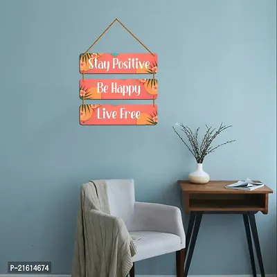DeCorner Decorative Wooden Printed all Hanger | Wall Decor for Living Room | Wall Hangings for Home Decoration | Bedroom Wall Decor | Wooden Wall Hangings Home.(Stay Positive Be Happy)-thumb5